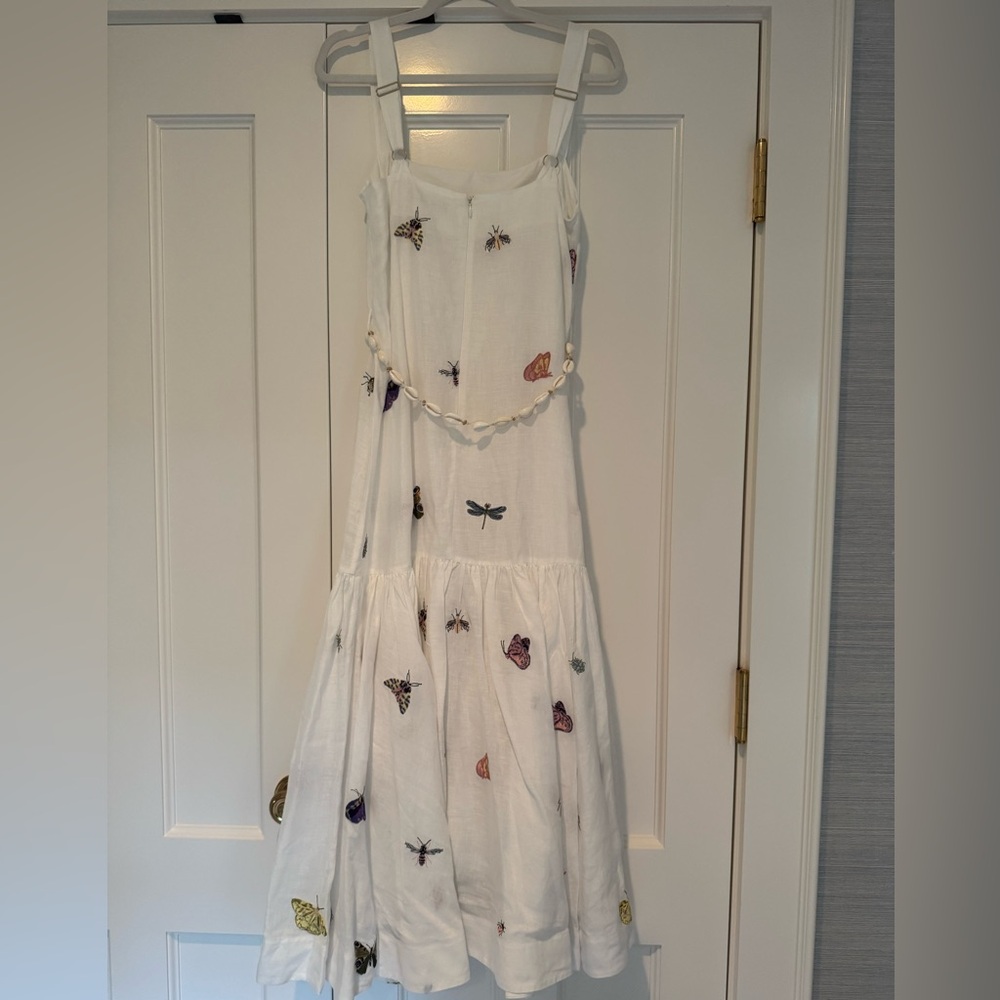 Zimmermann Jeannie Embroidered Linen Midi-Dress Size 0 - Picture 3 of 10